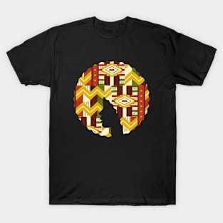 Afro Hair Woman with African Pattern, Black History T-Shirt